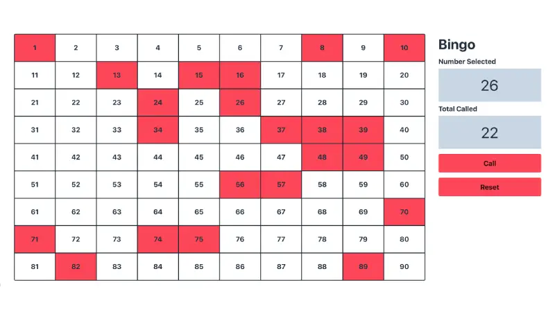 A screenshot of the Bingo Machine project