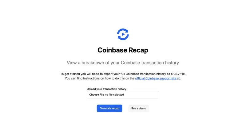 A screenshot of the Coinbase Recap project